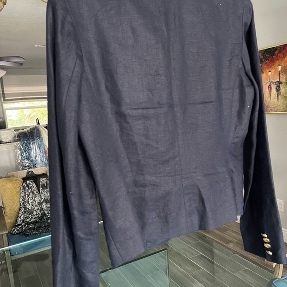 Ralph Lauren Linen Navy Gold Button Crest Emblem Bolero Blazer - size 4 - Picture 4 of 8